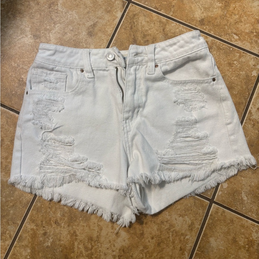 PacSun White Distressed Jean Shorts